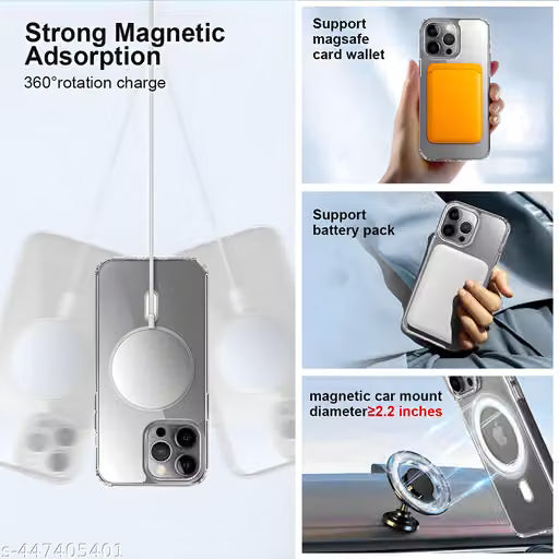 iPhone 15 Pro (TPU + Poly Carbonate | White) Ultra Hybrid Magfit Back Cover Case Compatible