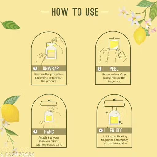 Gel Wink Hanging Car Perfume - Lemon Zest | Long-Lasting Gel Based Car Air Freshener | Car Accessories | Last Up to 30 Days